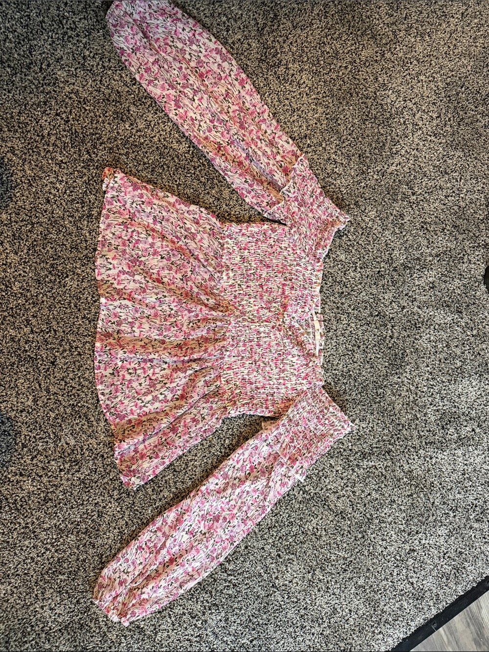 Floral Smocked Peplum Top - Pink Floral